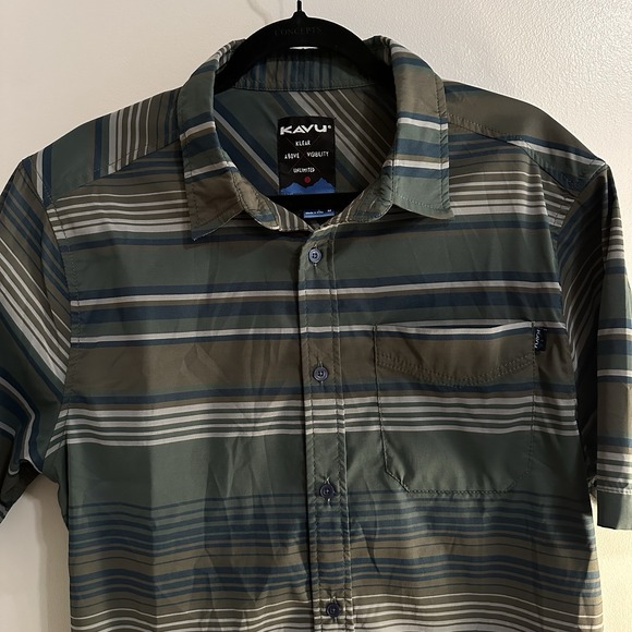 Kavu Other - Kava Point‎ No Point Short Sleeve Shirt Button Men's M Green Outdoor Hike Trail